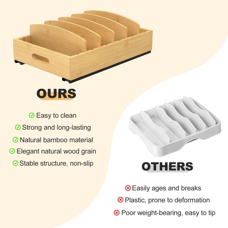 Housolution Pull Out Food Container Lid Organizer with Sliding Rail,