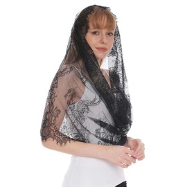 Hayaww Veil Long Chapel Veil Lace Veil Bridal Veil Scarves Veil Wraps Lace Chapel Veil Catholic Veil Wedding Mantilla Veil for Festive Fancy Dress, a