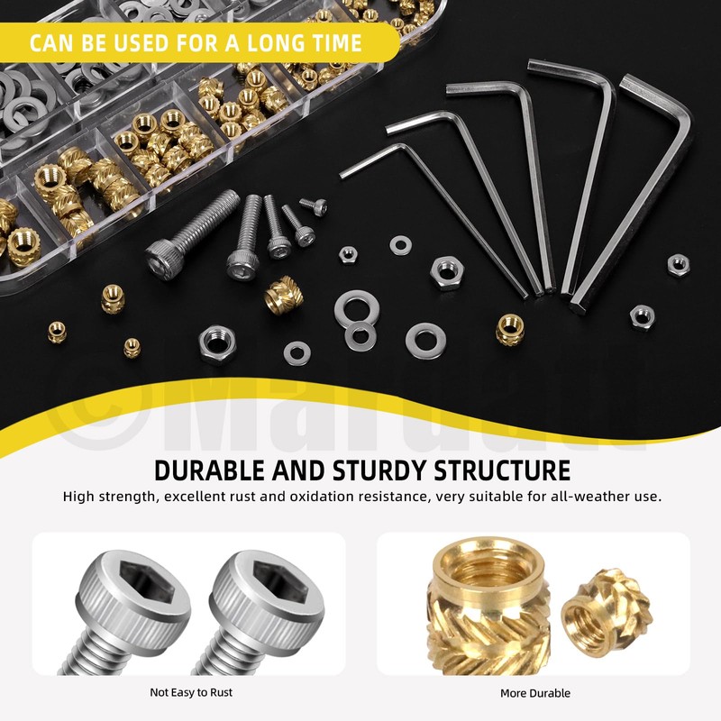 Mardatt 385 Pieces M2 M2.5 M3 M4 M5 Brass Threaded