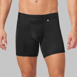 Tommy John Men’s Mid-Length Boxer Brief 6” Underwear, Innovative Hammock Pouch for Enhanced Support, Silky, Soft Second Skin Fabric Mens Underwear, Black, XL