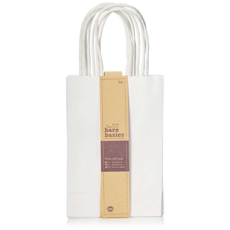Docrafts Bare Basics Small Gift Bags, Pack of 5, White