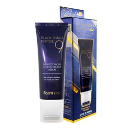 Farmstay Black Snail & Peptide 9 Facial & Neck Roller Serum, 3 Pieces, 100ml / 팜스테이 블랙스네일 앤 펩타이드9 페이셜 앤 넥 롤러 세럼, 3개, 100ml