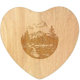 'Cabin in Mountain Landscape' Wooden Heart Shaped Chopping/Cutting Board (WB00084282)