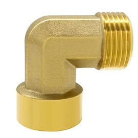 Hooshing 2PCS Brass Garden Hose Elbow Connector 90 Degree 3/4 Inch GHT Male and Female Pipe Fitting