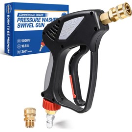 TOOLCY Pressure Washer Gun, Short Power Washer Gun, Commercial 5000 PSI / 10.5 GPM, Sturdy Design for Gas Power Washer, with 3/8" Swivel Plug & M22-14mm Male Fitting