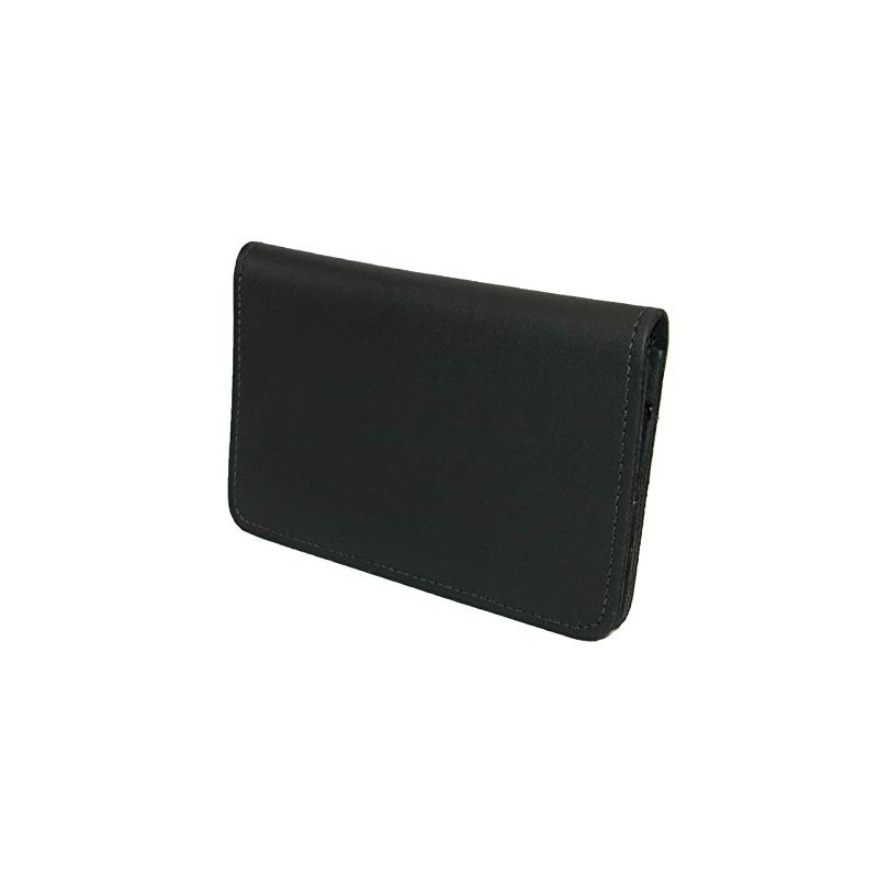 Leather Top Stub Checkbook Cover, Black