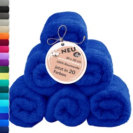 Lashuma Terry Cloth Wash Cloth Set 30 x 30 cm London Set of 6 Azure Blue Soft Children's Cotton Towels