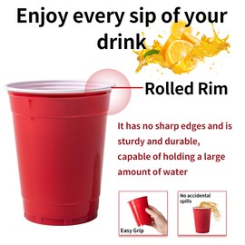 Buy & Delight Red Disposable Plastic Cups, 12 oz (350ml), BPA Free and Recyclable Polystyrene, 50 Count, for Parties ~ All Events ~ Birthday - Wedding - BBQ - Outdoor - Christmas (Small)