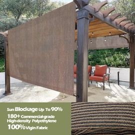 Alion Home Custom HDPE Permeable Canopy Sun Shade Cover Replacement with Rod Pockets for Pergola (16' x 6.5', Mocha Brown)