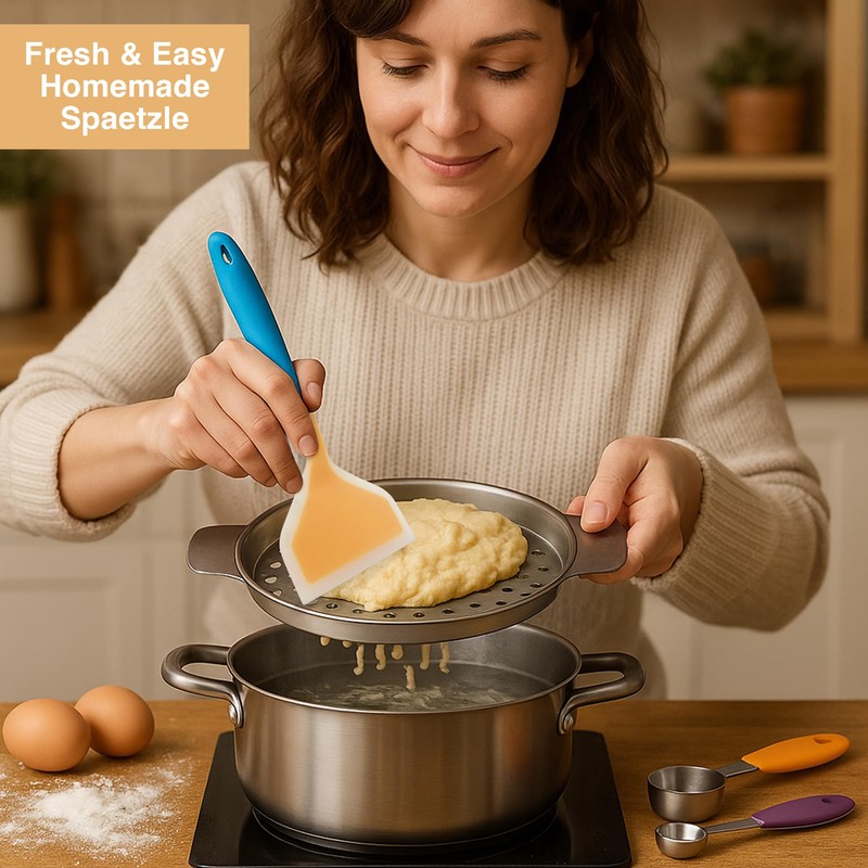 Spaetzle Maker Lid - Set with Silicone Spatula and 2