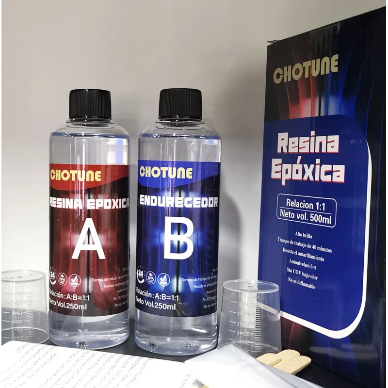 Chotune Resina Epoxica Cristal Trasparent Diy Arte Kit Epoxy 1:1
