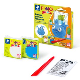 STAEDTLER Picture monster FIMO Kids Modelling Set, Especially for Children - Easy to Implement with Step by Step Instructions, 2 FIMO Kids Blocks, Modelling Stick, 8035 24