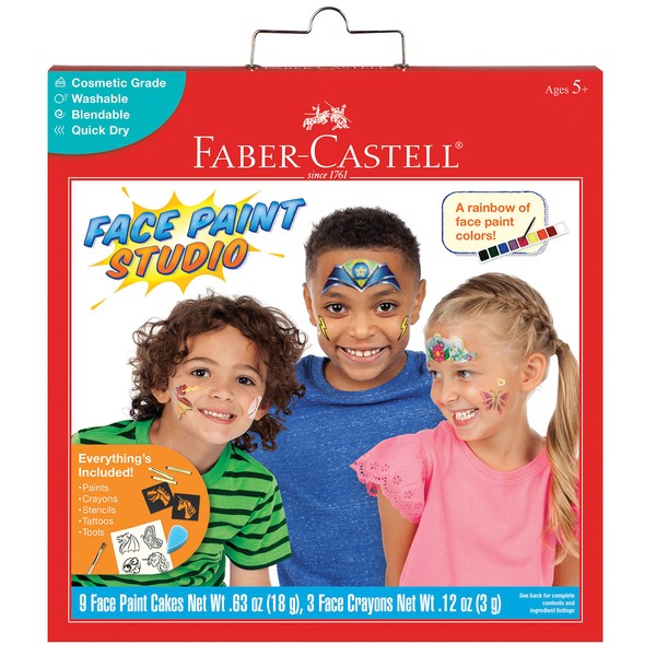 Faber-Castell Face Paint Studio Kit - Face Painting Kit for Kids - Non-Toxic Face Paint for Halloween, Kids Party, Carnival, Rainy Day Activities