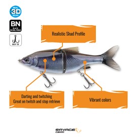Savage Gear 3D Shine Glide Fishing Bait, 1 oz, Hitch, Realistic Contours, Colors & Movement, Durable Construction, Quality Hooks and Rings, Unmatched Swimming Motion