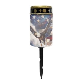 Hechitok American Flag Eagle Cemetery Cross Solar Lights Solar Light Outdoor for Cemetery, LED Waterproof Solar Lights for Garden, Balcony, Yard, Memorial Gifts