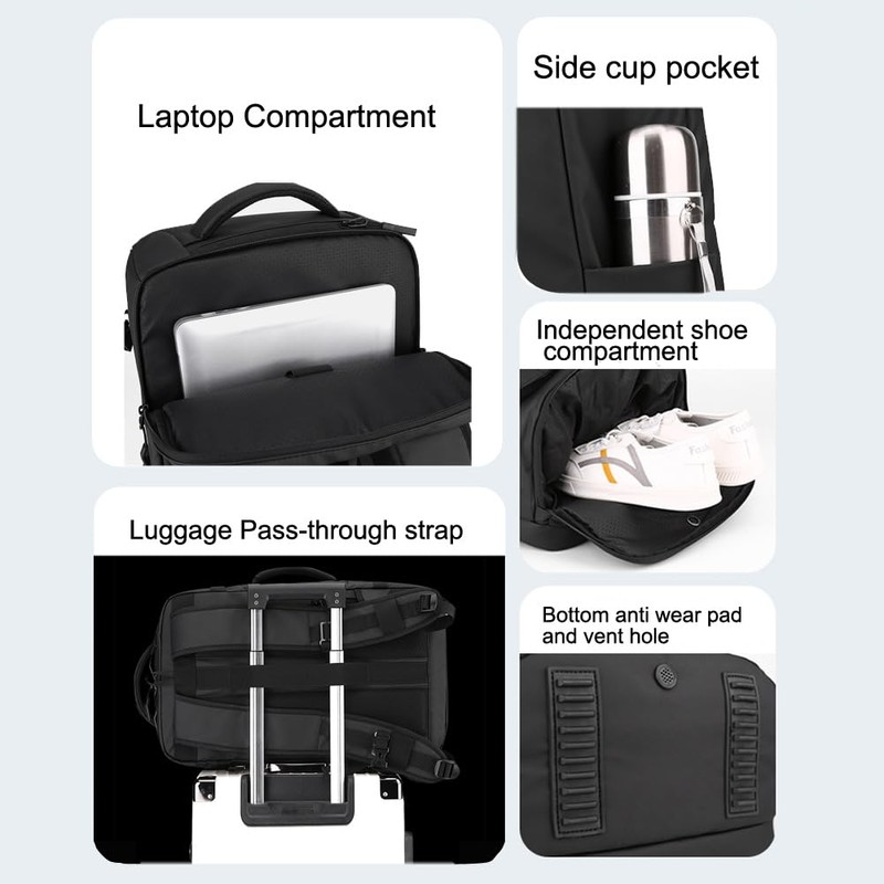 Sovoadur Large Travel Backpack for Men, Airplane Approved Carry-on Luggage