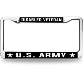 Disabled Veteran US Army License Plate Frame for Birthday Gift US Veteran Support License Plate Frame Chrome US Army