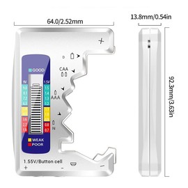Eyech Battery Tester Checker,Digital Battery Capacity Gauge Tester with LCD Display Universal Battery Capacity Detector Tool Small Battery Checker for C D N AA AAA 9V(6F22) 1.5V Button Cell