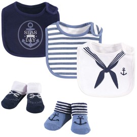 Little Treasure Unisex Baby Cotton Bib and Sock Set, Sailor, One Size