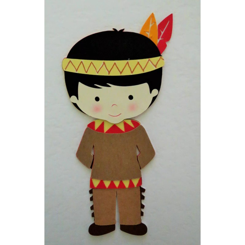 Thanksgiving Native American Indian Boy Die Cut Paper Scrapbook Embellishment