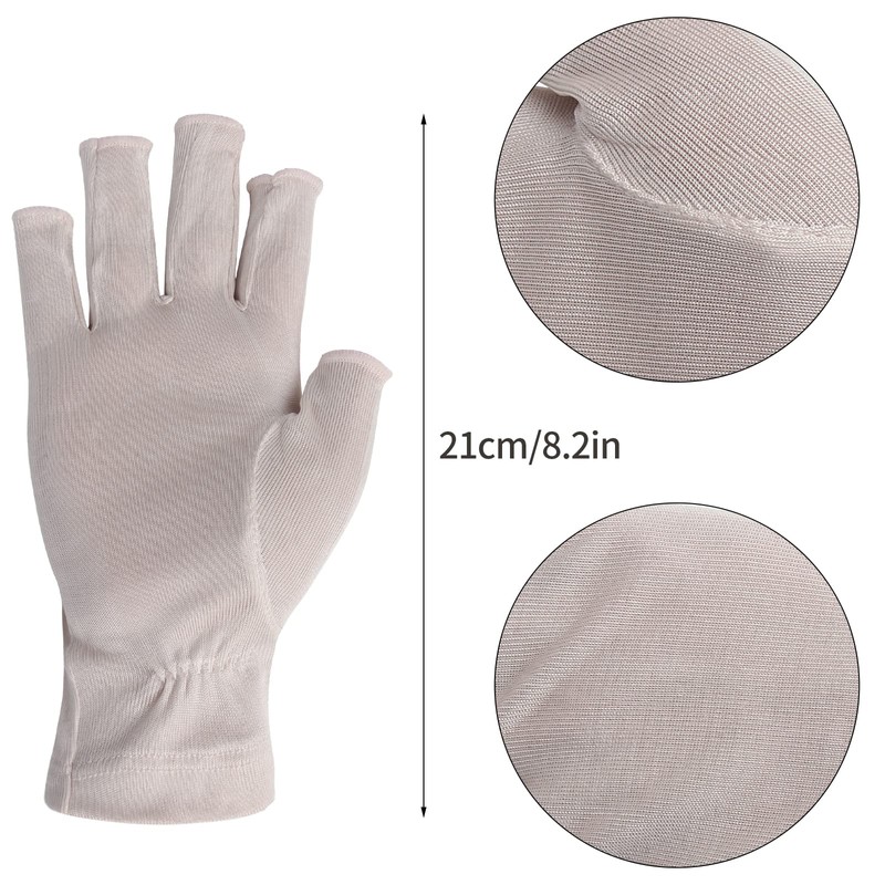 CINECE Women's Silk Gloves, Fingerless, Hand Care, UV Protection, Sunburn