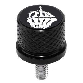 Stainless Knurled Fender Seat Bolt Screw 1/4"-20 Thread for Harley Sportster Touring Softail Dyna CVO Electra Glide Street Glide 1996-2020- Skull Middle Finger (black2)