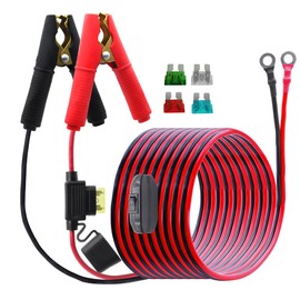 LANMINGLEL Morsetto per alligatore a batteria a cavo terminale O-ring con interruttore, 14 AWG 12 V-24 V morsetti a batteria booster con fusibile da 20 A, per auto, tosaerba, inverter, 3 m