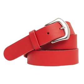 shenky Smooth Leather Belt in Various Colours and Waistbands, 3 cm Width, Belt with Belt Buckle, Genuine Leather, Women's Buckle, Genuine Leather, Women's Belt, Real Leather Belt, red