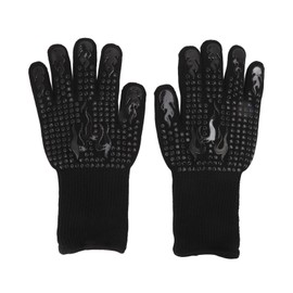 2 Pcs Heat Resistant Gloves Thermal Isolation High Temperature Resistant Anti Slip Washable Silicone Knitted Oven Mitts Free Size Black