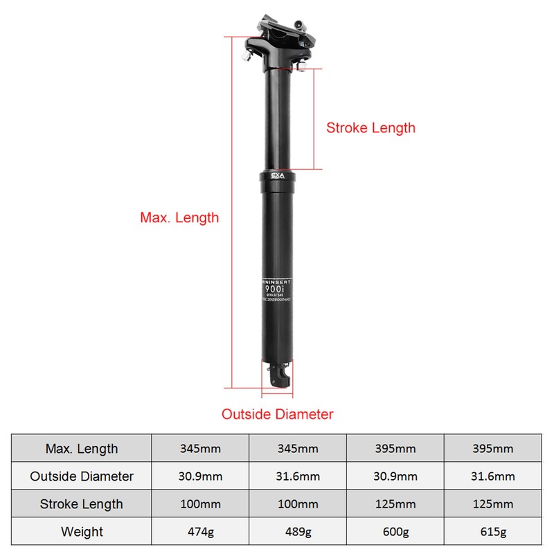 Dropper Post Aluminum Alloy Hydraulic Dropper Seatpost for 22.2mm Handle