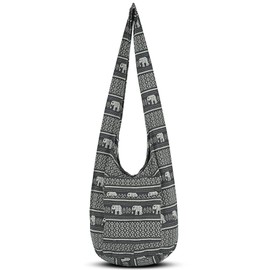 YOUR COZY Crossbody Handbag Boho Handmade Cotton Bag For Unisex (Black)