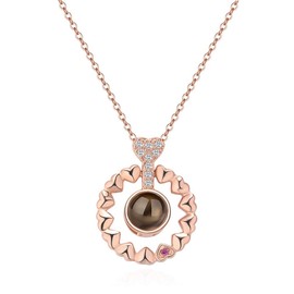 ROWAG Women I Love You 100 Languages Projection Pendant Loving Memory Collarbone Necklace (Rose Gold)