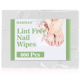 MAQIHAN 600 Lint Free Nail Wipes - White Nail Polish Remover Wipe Lint Free Pads for Gel Nails No Lint Nail Glue Wipes Eyelash Extensions Toallitas para Uñas Sin Pelusa Nail Supplies