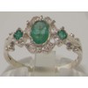 LetsBuyGold 925 Sterling Silver Natural Emerald Womens Anniversary Ring -