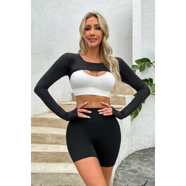 Hairwilly Cooling Shawl Arm Sleeve Sun Protection Women's Tops for Golfing,Riding,Driving Black