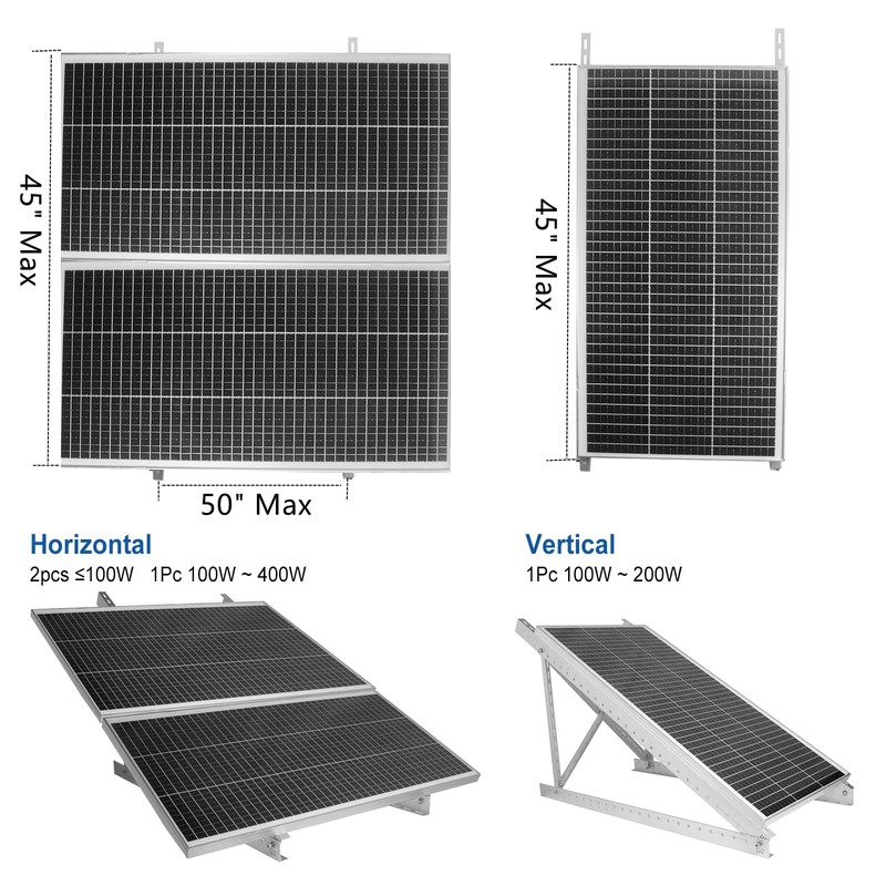 45in Adjustable Solar Panel Mount Brackets for 100-400 Watt Solar