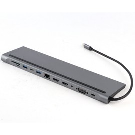 12‑in‑1 Docking Type‑C to Dual HDMI Same Screen Display USB VGA PD RJ45 Docking Station