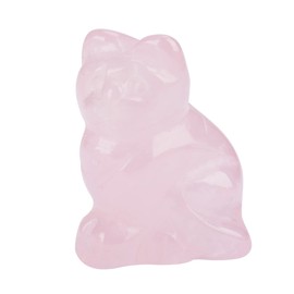 Ouitble Rose Quartz Statue, Carved Kitten Shaped Decor, Pink Crystal Healing Stone Gemstone Decoration for Desktop Home Decoration