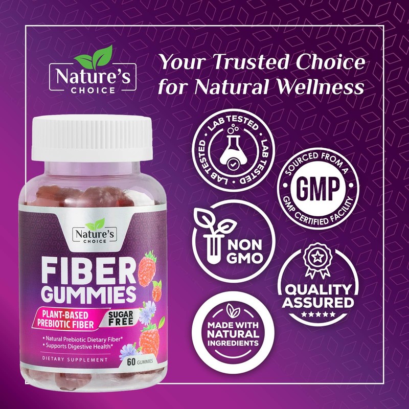 Sugar Free Fiber Gummies for Adults, Daily Prebiotic Natural Soluble
