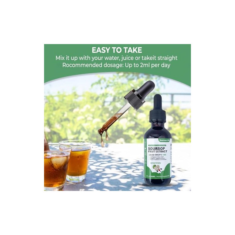 Soursop multivitamin Drop Natural Energy Booster, Immune Support, Vegan,Gluten Free,Non-GMO