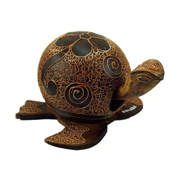 GENUINE COCONUT & WOOD HAWAIIAN HONU TURTLE BOBBLE HEAD DASHBOARD