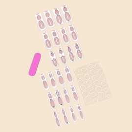 Square Press on Nails Long Fake Nails White French Tip Glue on Nails 3D Bow Cute Acrylic Nails Rhinestone Design Manicure Artificial False Nails for Women and Girls 24 Pcs (White-18, style-18)