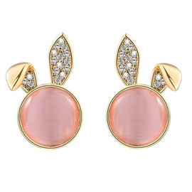 Easter Earrings for Women Cute Bunny Rabbit Pearl Earrings,Trendy Rabbit Stud Earring Easter Jewelry Spring Holiday Outfit Accessories (Pink)