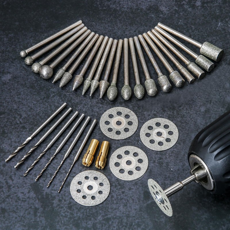 Stone Carving Set Diamond Burr Bits Compatible with Dremel, Cutting