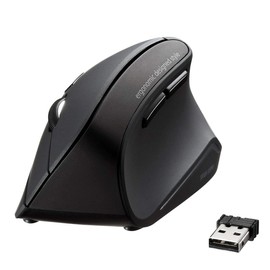 Sanwa Supply MA-ERGW10N Ergonomic Mouse, Silent, Wireless, 2.4 GHz, Tendonitis Prevention, Blue LED, 5 Buttons, Large
