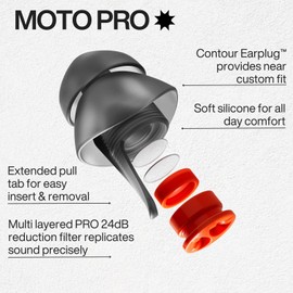 EARPEACE Moto PRO - Motorcycle Ear Plugs - Reusable Earplugs for Wind Noise Protection with High Fidelity Filter - Noise Canceling up to 24dB - Motorcycle Accessories - Includes Filter Set and Case | EarPeace