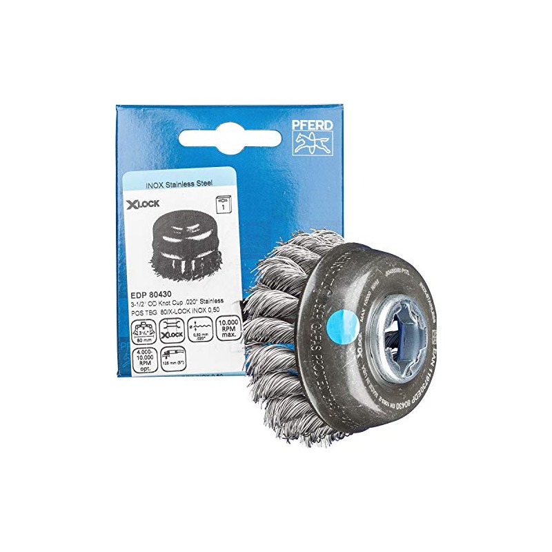 PFERD Cup brush, diameter 80 mm, knotted, 0.50 mm stainless