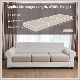 QIANMEW Couch Cushion Covers,Comfort Soft Magic Sofa Covers Washable Stretch Resistant for 3 Chair Cushion Couch Furniture Protectors for Pets Sectional Slipcovers(3-Piece Couch Cover,Light Brown)