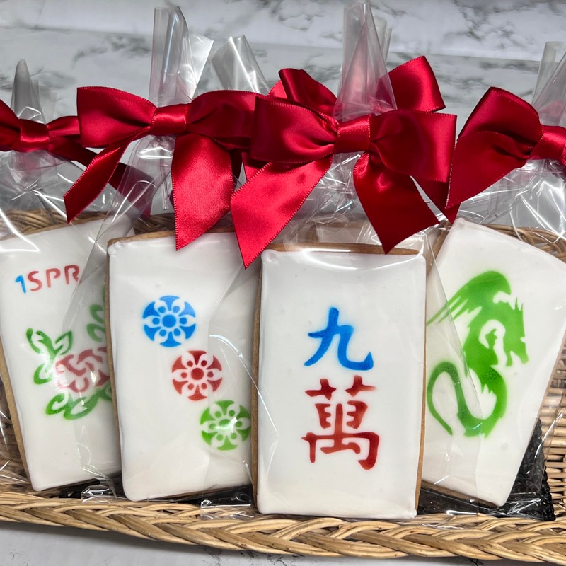 Mahjong Tile Cookies- Set of 6 Crunchy Shortbread Cookies Individually