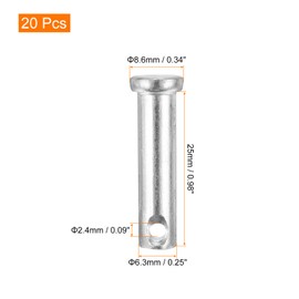 sourcing map 20Pcs 1/4"x1" Single Hole Clevis Pins, Carbon Steel Flat Head Single Hole Clevis Pins for Mechanics Repair, Furniture Installation, Industrial Equipment, DIY (Blue White)